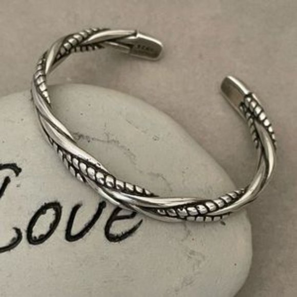 NEW 925 Sterling Silver Mens Modern Twist Bracelet - Picture 3 of 6